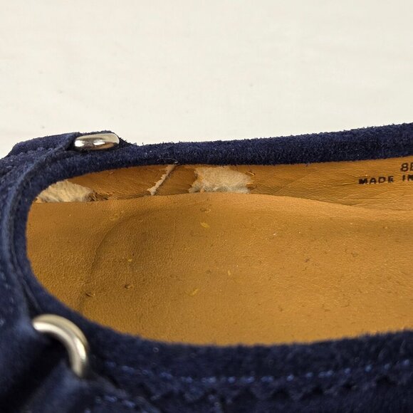 Talbots Size 8M Slate Blue Marcia2 Leather Flats Tassel Front Almond Toe - Picture 3 of 16